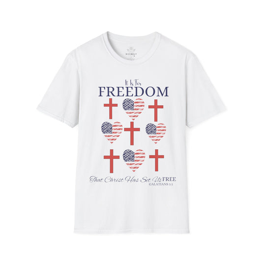 4TH Of July Freedom Bow Cross Heart Patriotic T-Shirt