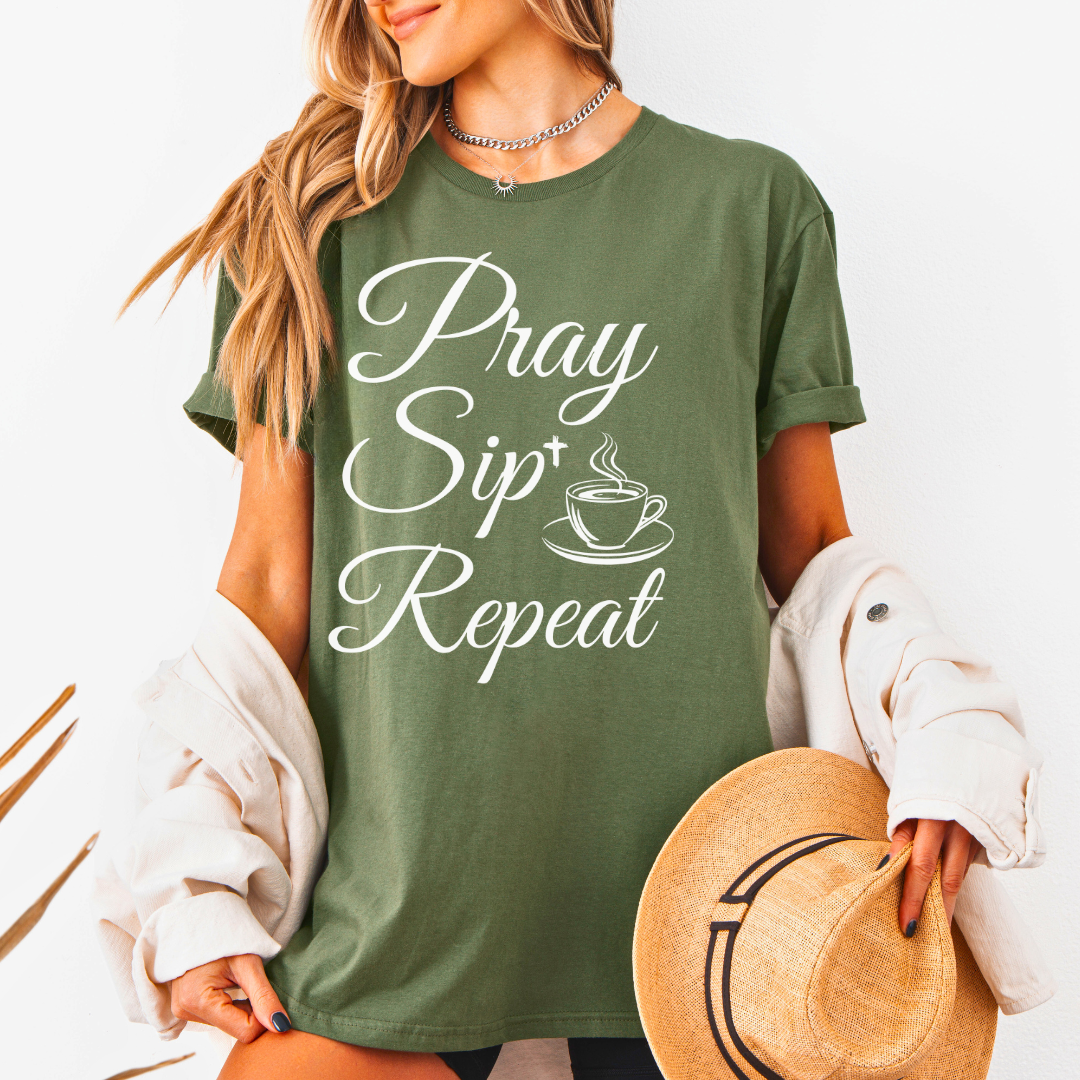 Pray Sip Repeat Unisex T-Shirt