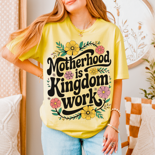 Motherhood Is Kingdom Work Floral T-Shirt