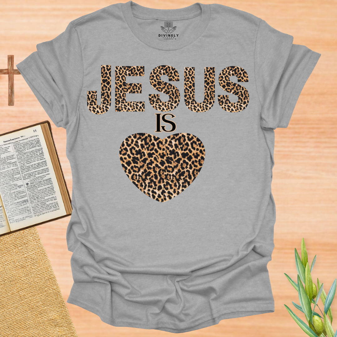 Jesus Is Love Leopard Heart T-Shirt