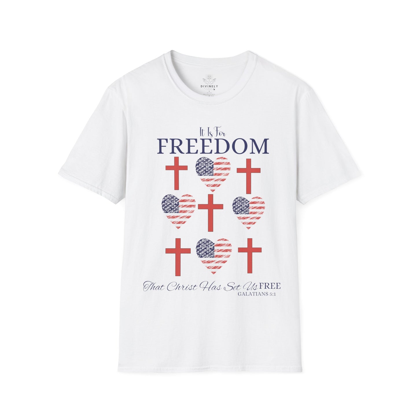 4TH Of July Freedom Bow Cross Heart Patriotic T-Shirt
