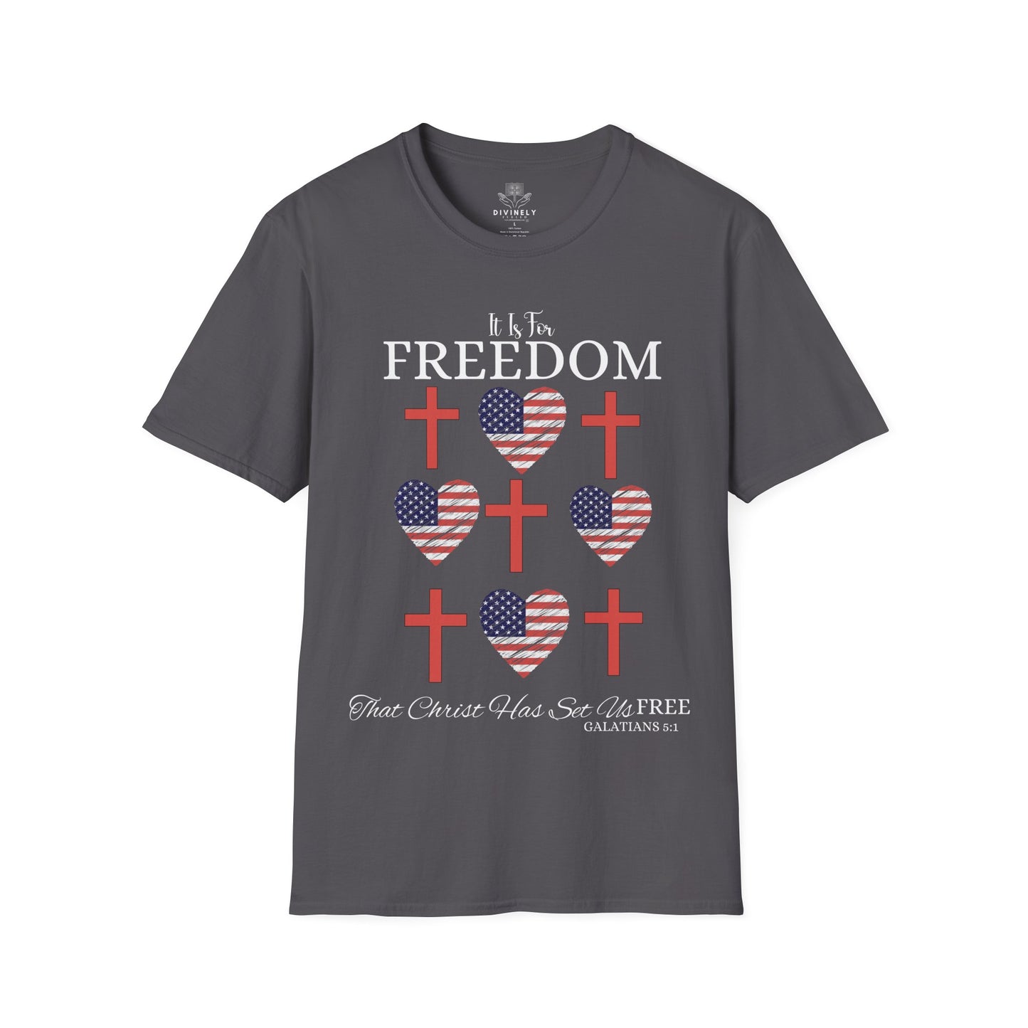 4TH Of July Freedom Bow Cross Heart Patriotic T-Shirt
