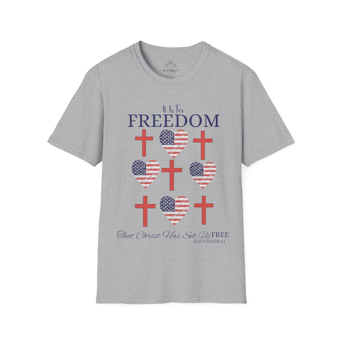 4TH Of July Freedom Bow Cross Heart Patriotic T-Shirt