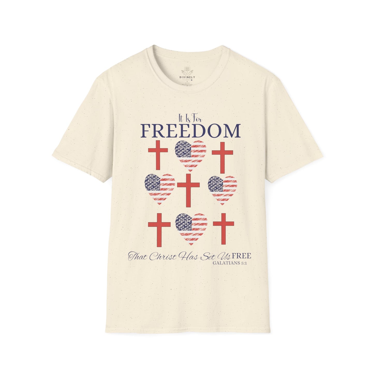 4TH Of July Freedom Bow Cross Heart Patriotic T-Shirt