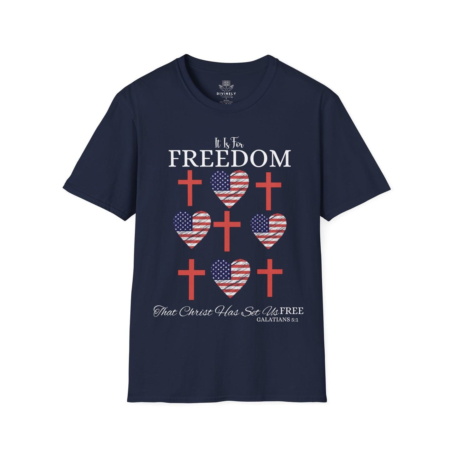 4TH Of July Freedom Bow Cross Heart Patriotic T-Shirt