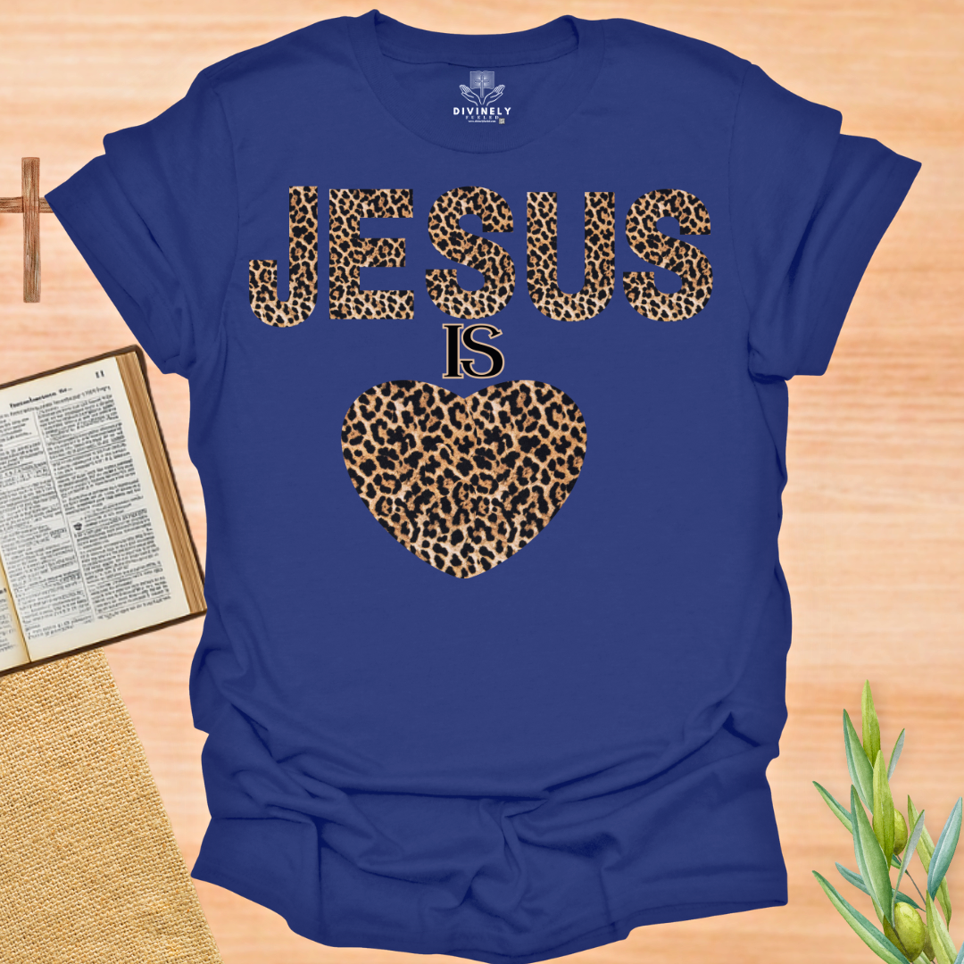 Jesus Is Love Leopard Heart T-Shirt