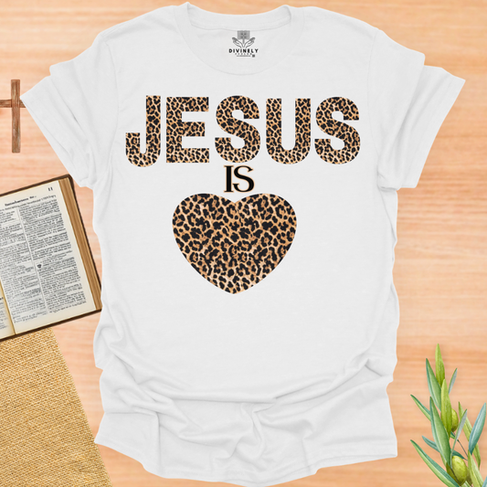 Jesus Is Love Leopard Heart T-Shirt